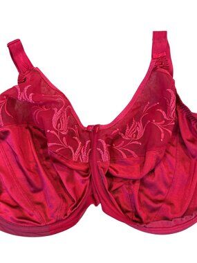 Elomi EL8030 Caitlyn Full Cup Bra 38HH Embroidered Floral Satin Red